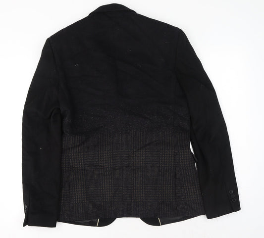 River Island Mens Black Plaid Polyester Jacket Suit Jacket Size M