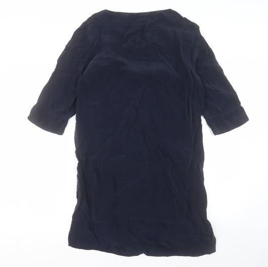 Autograph Womens Blue Cupro Shift Size 12 Round Neck Pullover