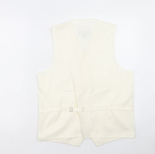 Heirloom Collectibles Mens Ivory Polyester Jacket Suit Waistcoat Size 38