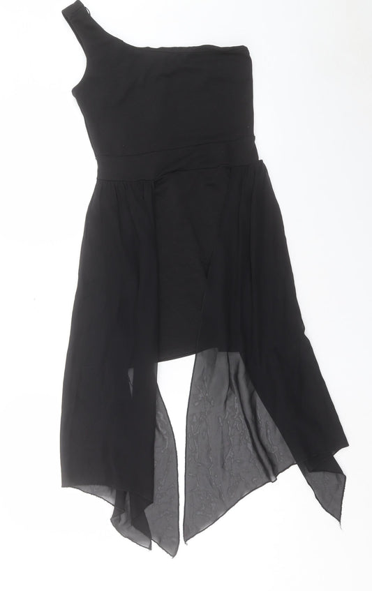 Ad Lib Womens Black Polyester Shift Size 10 One Shoulder Zip