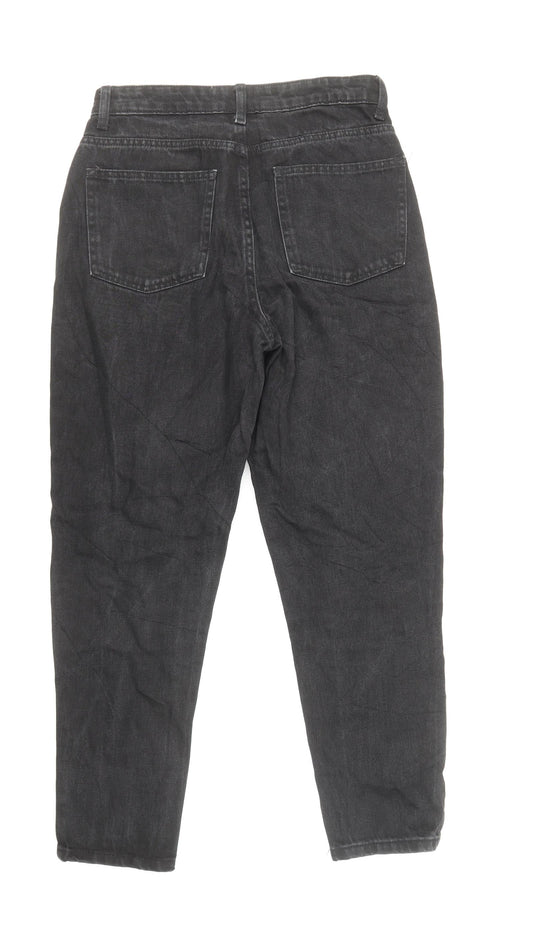 Denim & Co. Womens Black Cotton Straight Jeans Size 10 L27 in Regular Zip