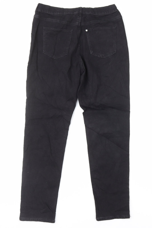 H&M Girls Black Cotton Straight Jeans Size 14 Years L29 in Regular Zip