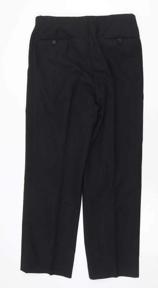 Varteks International Mens Black Polyester Trousers Size 34 in Regular Zip