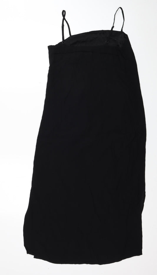 Warehouse Womens Black Viscose Tank Dress Size 12 Square Neck Zip