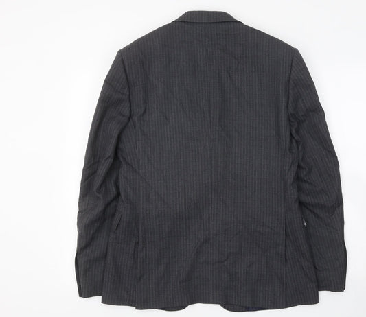 Marks and Spencer Mens Grey Striped Wool Jacket Suit Jacket Size 38
