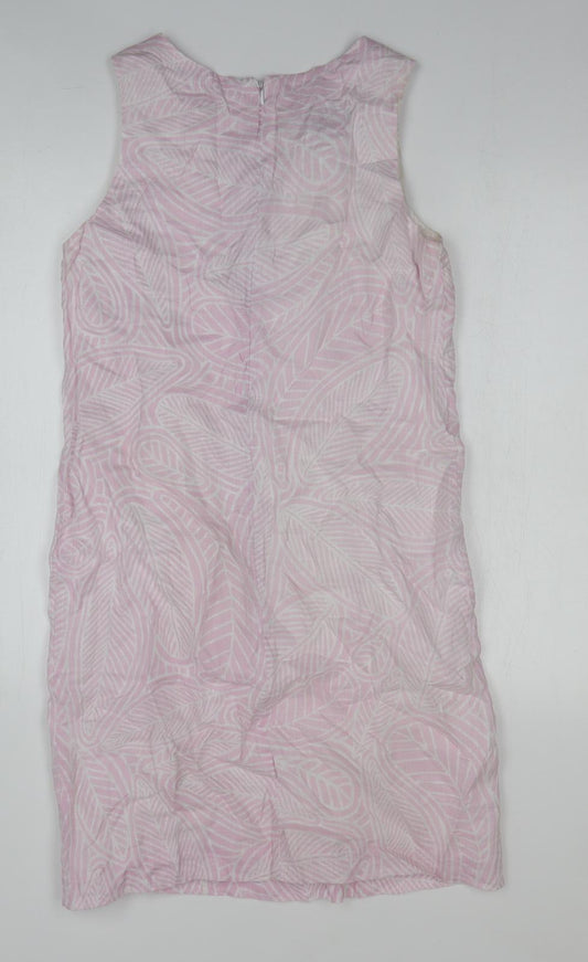 Island Company Womens Pink Geometric Linen Shift Size M Boat Neck Zip