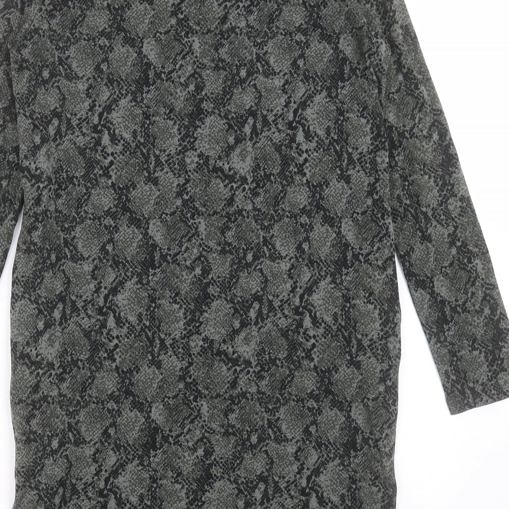 Marks and Spencer Womens Green Animal Print Viscose Shift Size 8 Round Neck Pullover - Snake Print