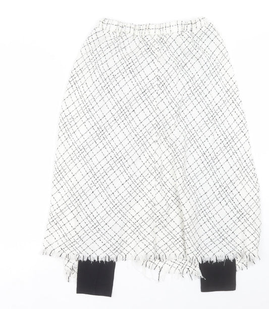 Zara Womens White Geometric Cotton Skort Size S