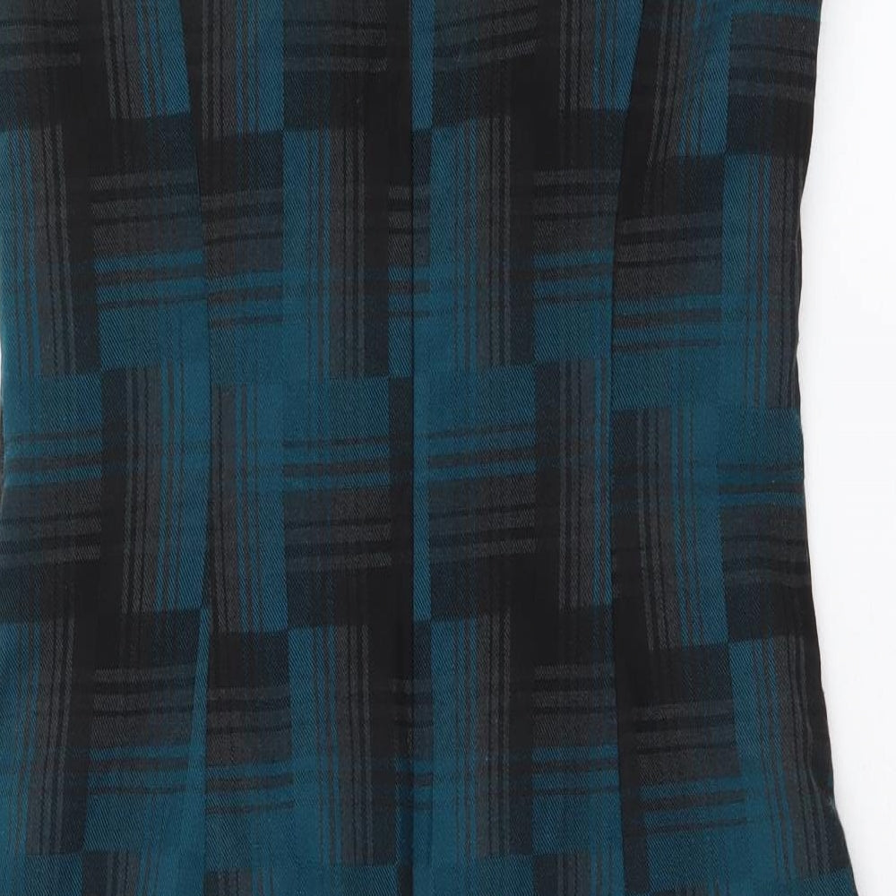 Marks and Spencer Womens Blue Geometric Polyester A-Line Size 10 Round Neck Zip