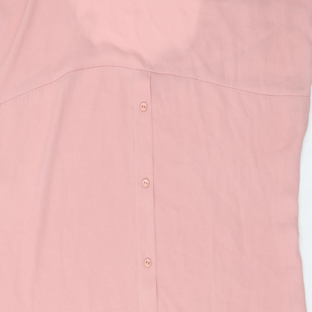 NEXT Womens Pink Viscose Basic T-Shirt Size 10 V-Neck