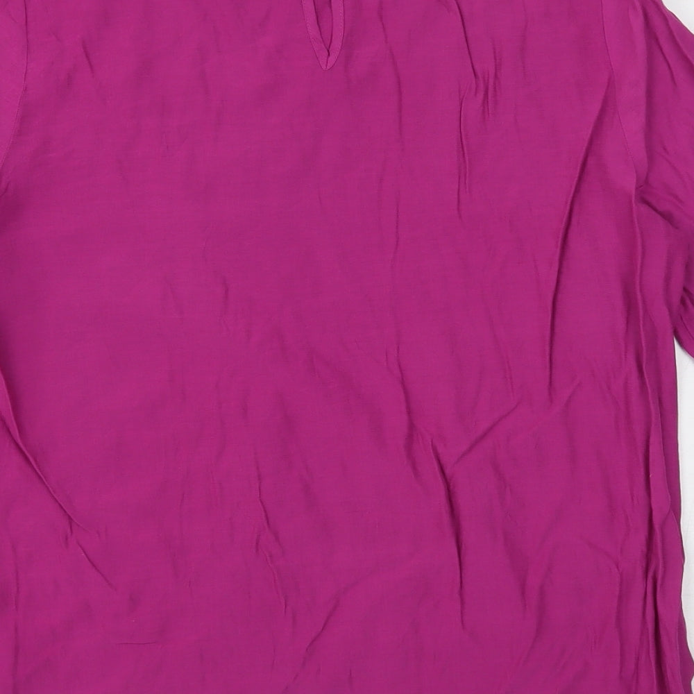 Marks and Spencer Womens Purple Viscose Basic Blouse Size 12 Round Neck