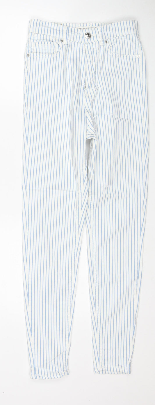 Stradivarius Womens Multicoloured Striped Cotton Skinny Jeans Size 8 Regular Zip