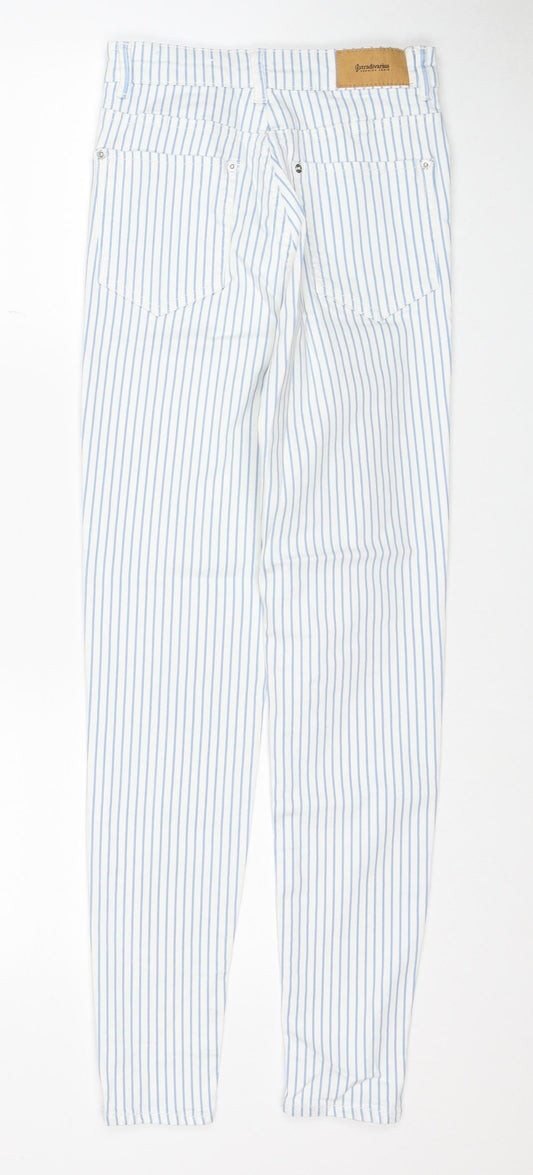 Stradivarius Womens Multicoloured Striped Cotton Skinny Jeans Size 8 Regular Zip