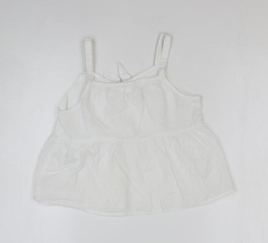 NEXT Girls White 100% Cotton Basic Tank Size 9 Years Square Neck Pullover