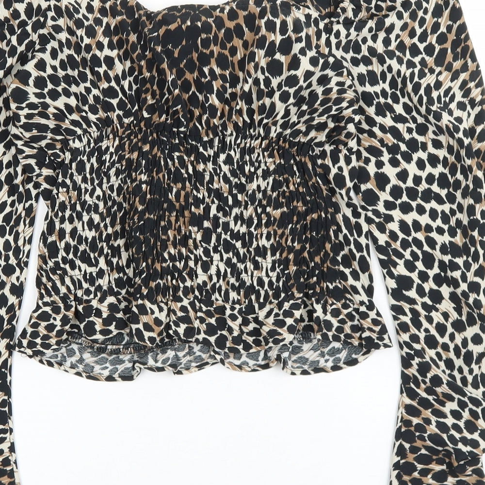 Topshop Womens Multicoloured Animal Print Polyester Basic Blouse Size 4 Sweetheart - Cheetah print