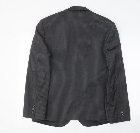 NEXT Mens Grey Striped Polyester Jacket Blazer Size 40