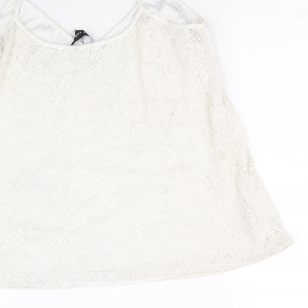 New Look Womens White Polyester Camisole Tank Size 16 V-Neck