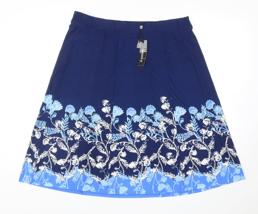 Chances R Womens Blue Geometric Polyester A-Line Skirt Size XL