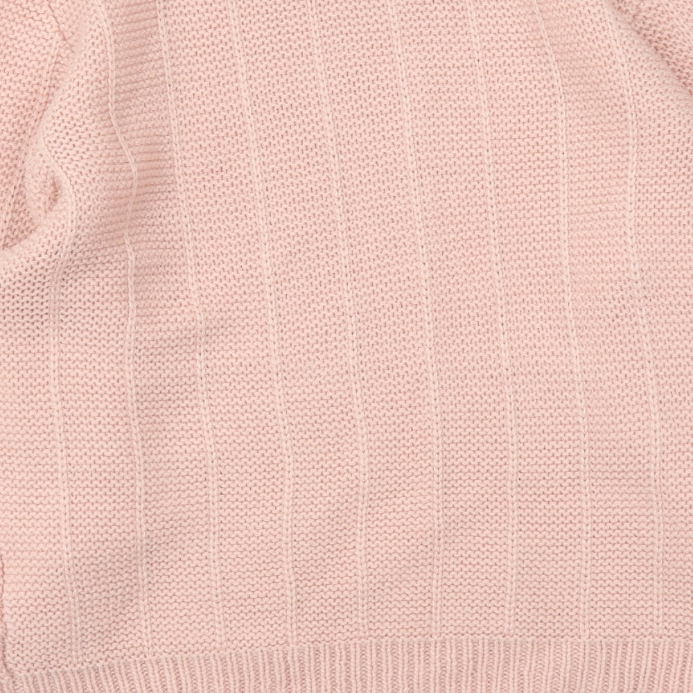 M&Co Womens Pink Round Neck Acrylic Pullover Jumper Size 10