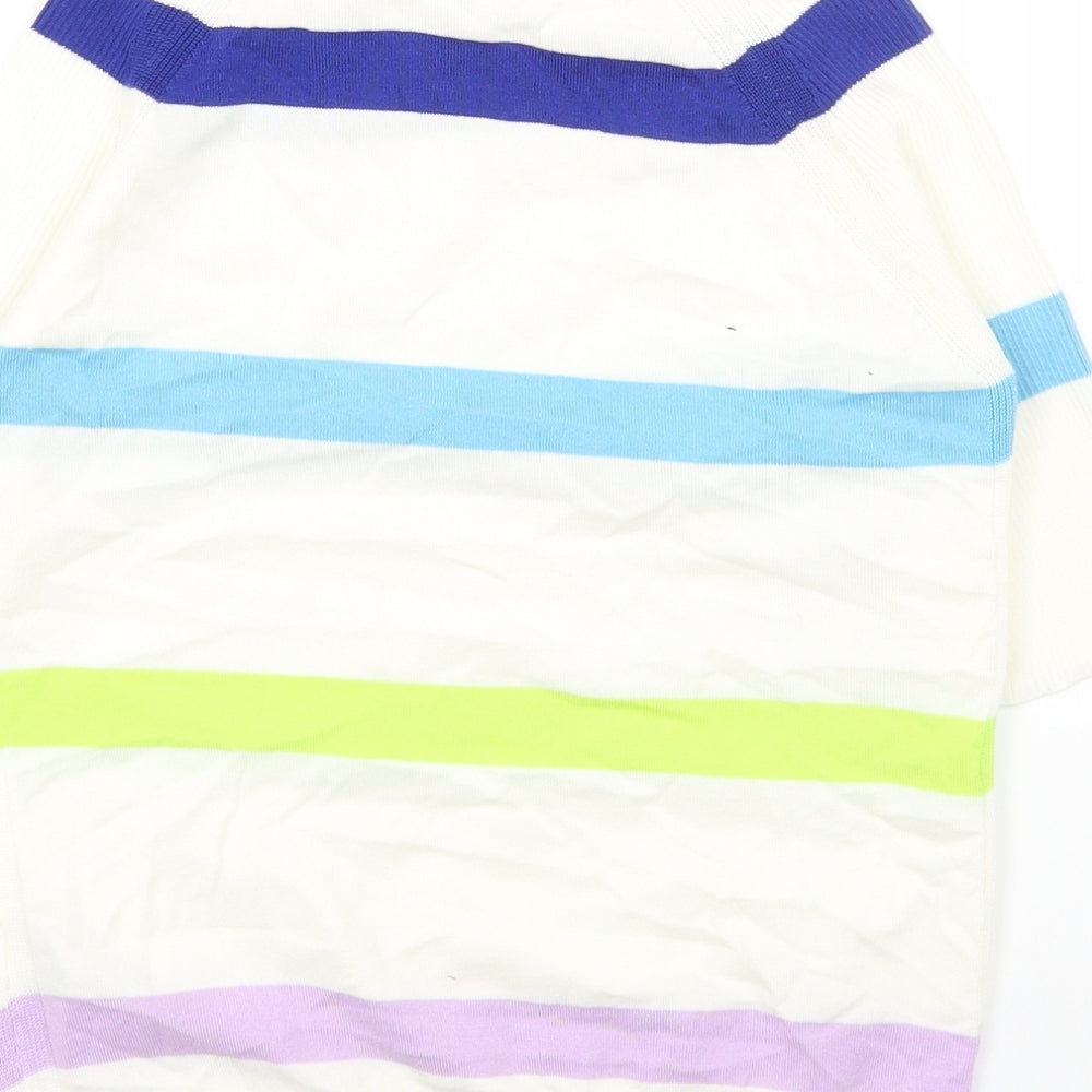 Marks and Spencer Womens Multicoloured Round Neck Striped Acrylic Pullover Jumper Size XS
