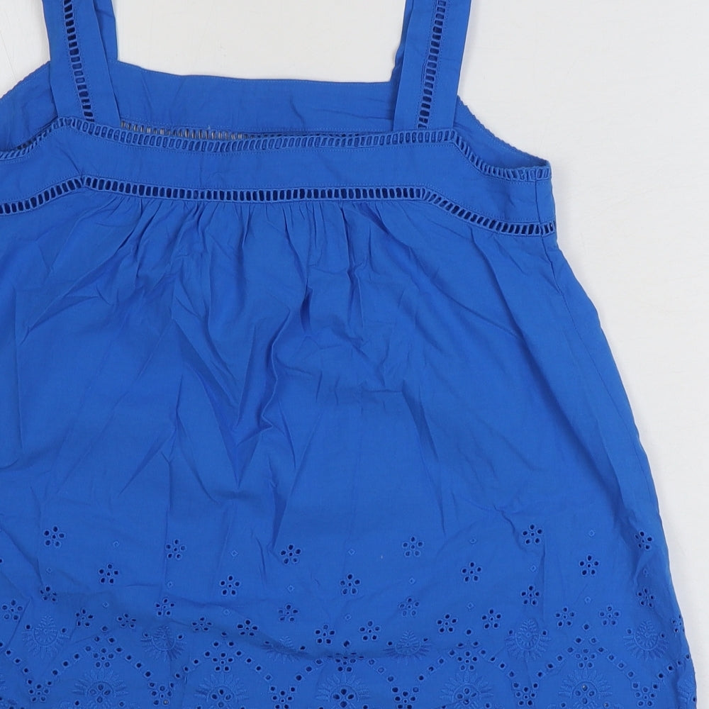 Marks and Spencer Womens Blue 100% Cotton Basic Tank Size 6 Square Neck