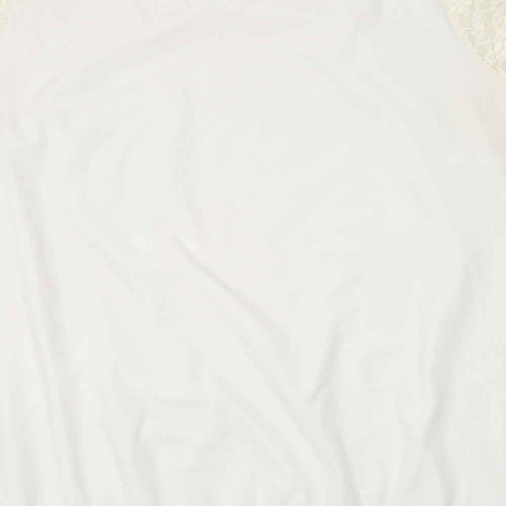 Julipa Womens Ivory Polyester Basic T-Shirt Size 22 Round Neck