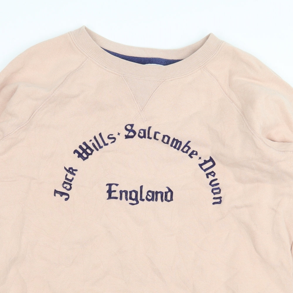 Jack Wills Womens Pink Cotton Pullover Sweatshirt Size 10 Pullover - Salcombe Devon