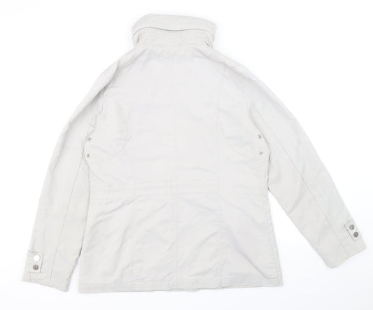 David Barry Womens Grey Rain Coat Coat Size 12 Zip