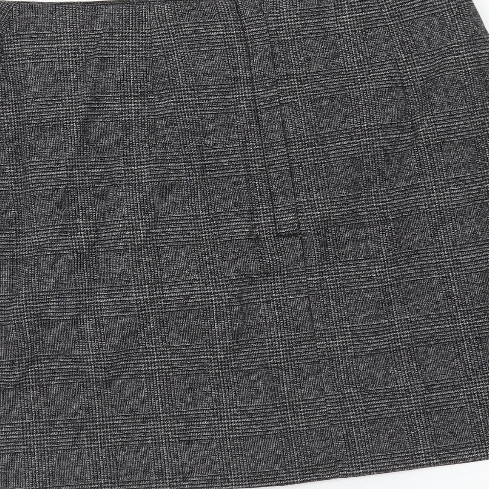 Monki Womens Grey Geometric Polyester A-Line Skirt Size M Zip