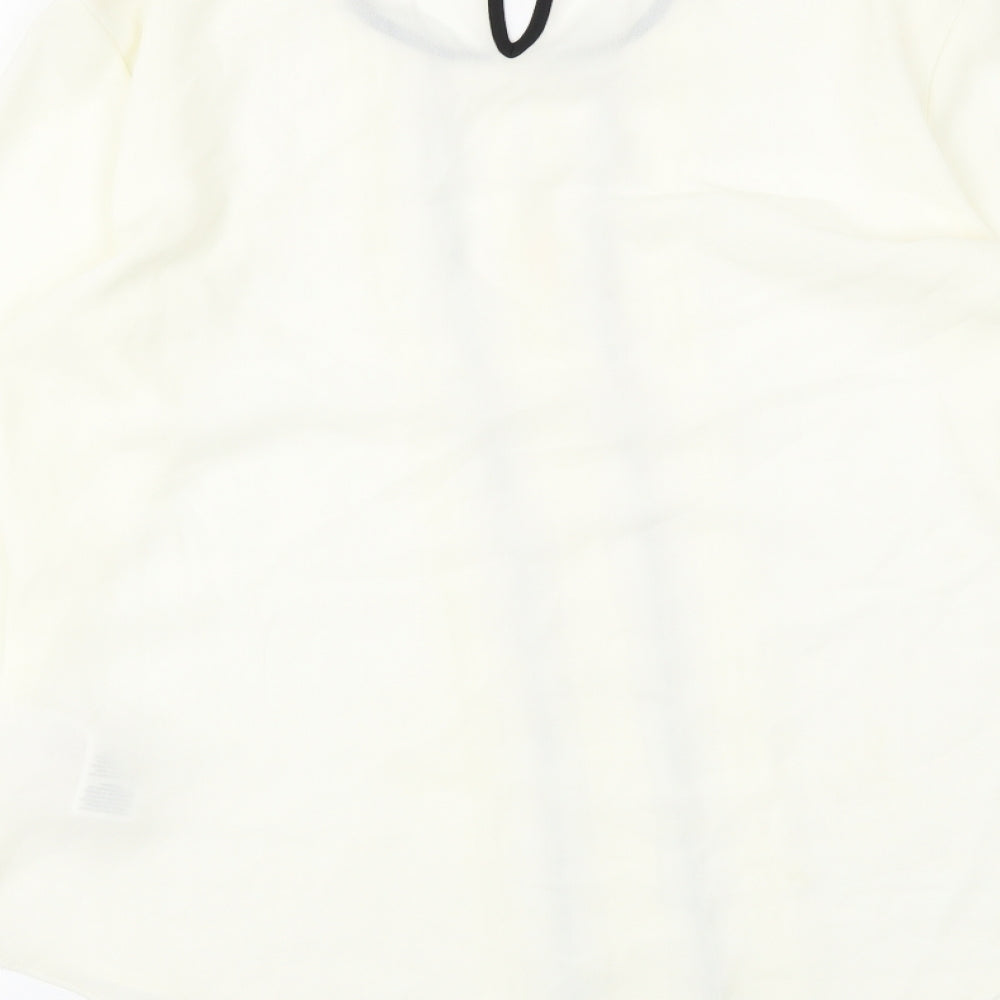Dorothy Perkins Womens Ivory Polyester Basic Blouse Size 8 Round Neck - Contrasting Trim
