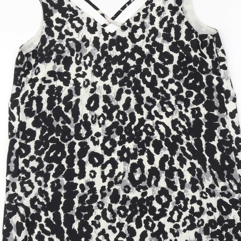 Dorothy Perkins Womens Black Animal Print Polyester Camisole Tank Size 8 V-Neck - Leopard Print