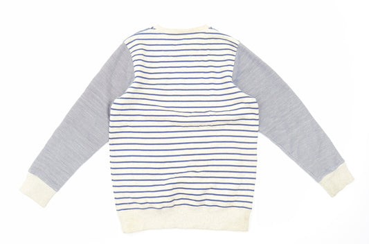 Matalan Boys Blue Striped Cotton Pullover Sweatshirt Size 12-13 Years Pullover