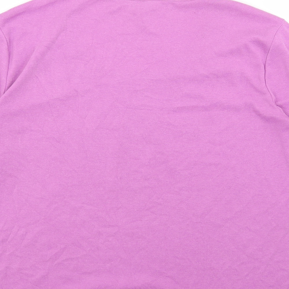BM Womens Purple Polyester Basic T-Shirt Size L Scoop Neck - Flowers