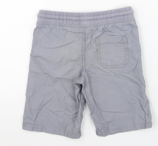 Marks and Spencer Boys Grey 100% Cotton Bermuda Shorts Size 5-6 Years Regular Drawstring
