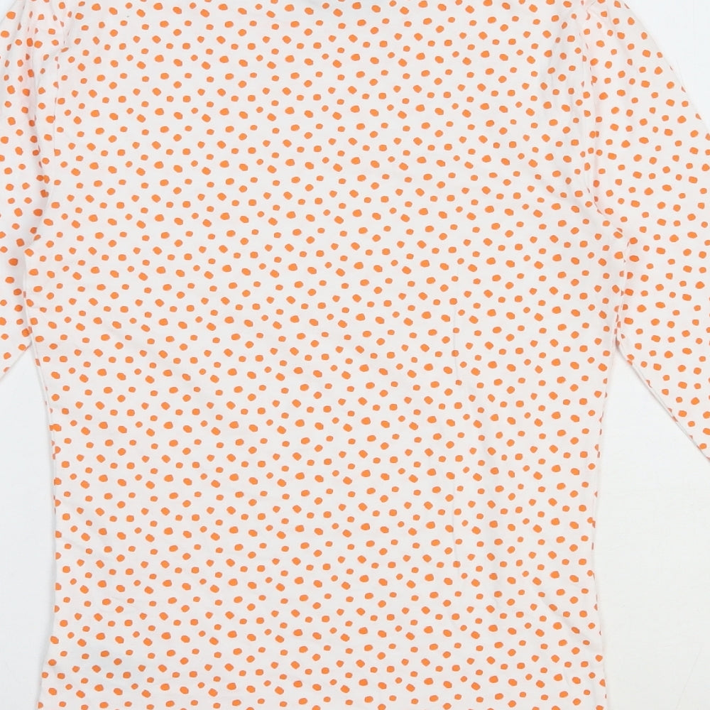 Marks and Spencer Womens White Animal Print Cotton Basic T-Shirt Size 6 Boat Neck