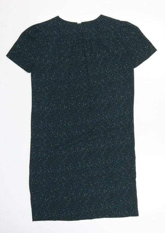 IKKS Womens Green Animal Print Polyester T-Shirt Dress Size 34 V-Neck Pullover