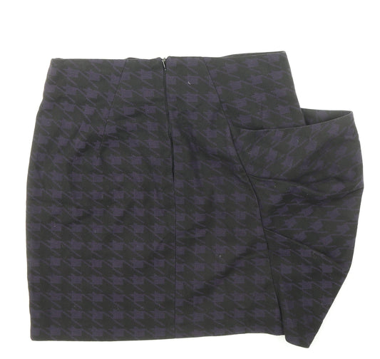 Topshop Womens Black Geometric Viscose Bandage Skirt Size 10 Zip