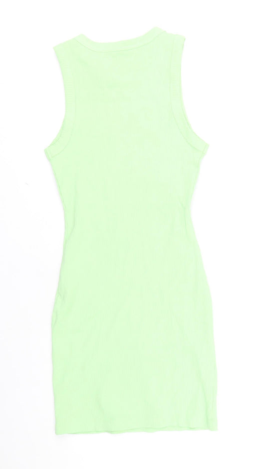 Berhska Womens Green Cotton Tank Dress Size XS Round Neck Pullover - Ribbed