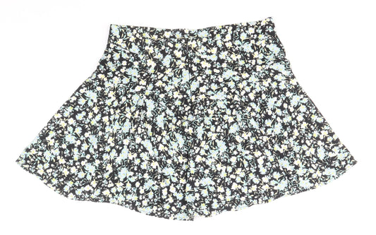 Zara Womens Multicoloured Geometric Polyester Flare Skirt Size M Zip