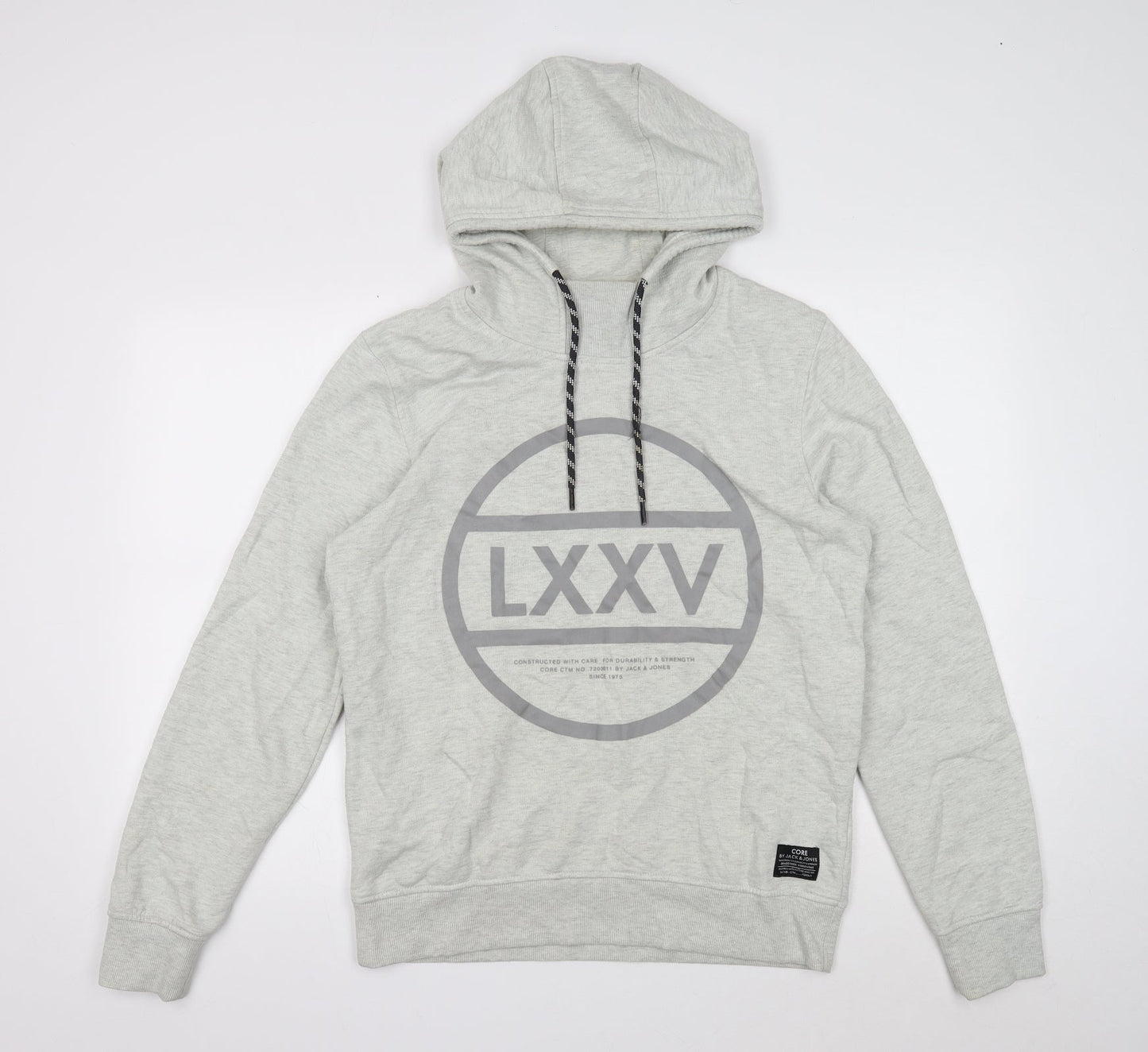 JACK & JONES Mens Grey Cotton Pullover Hoodie Size M