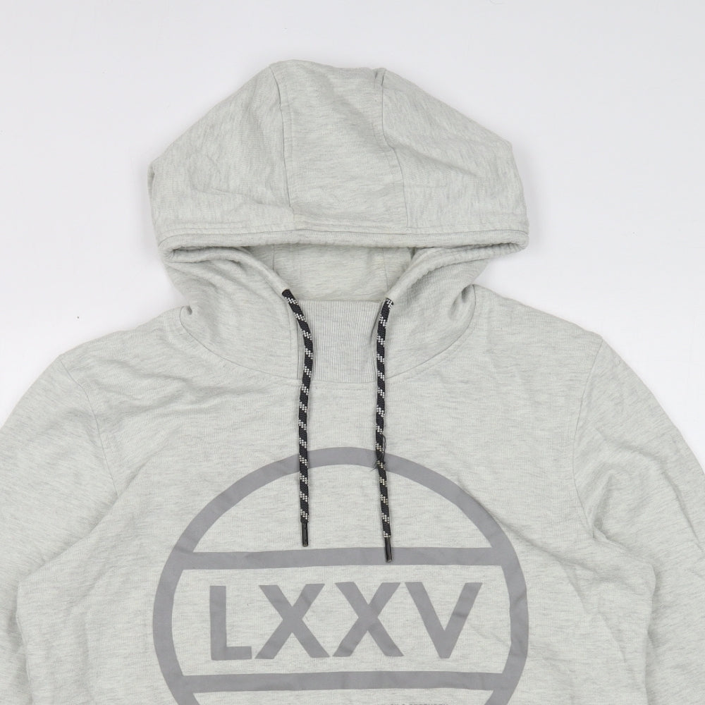 JACK & JONES Mens Grey Cotton Pullover Hoodie Size M