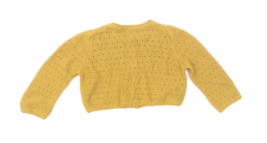 TU Baby Yellow Cotton Cardigan Jumper Size 0-3 Months Button