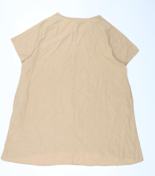Apricot Womens Beige Cotton Basic Blouse Size M Round Neck
