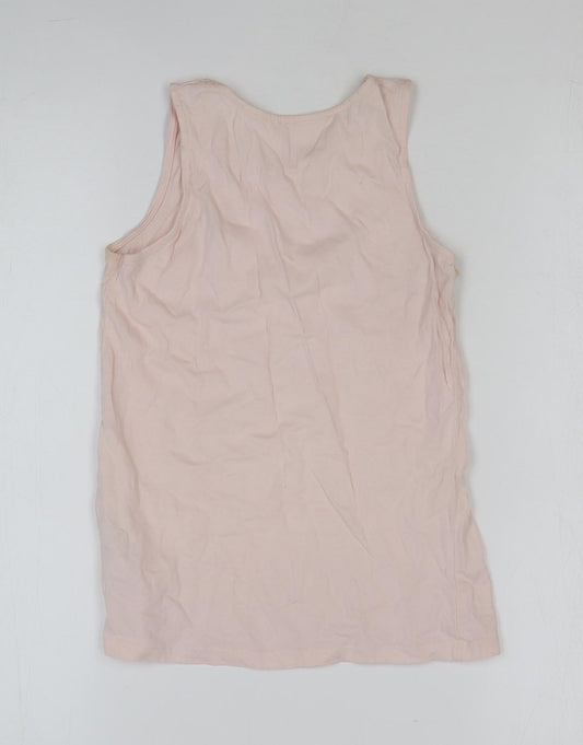 La Redoute Girls Pink 100% Cotton Basic Tank Size 10 Years Round Neck Pullover - Heart Print
