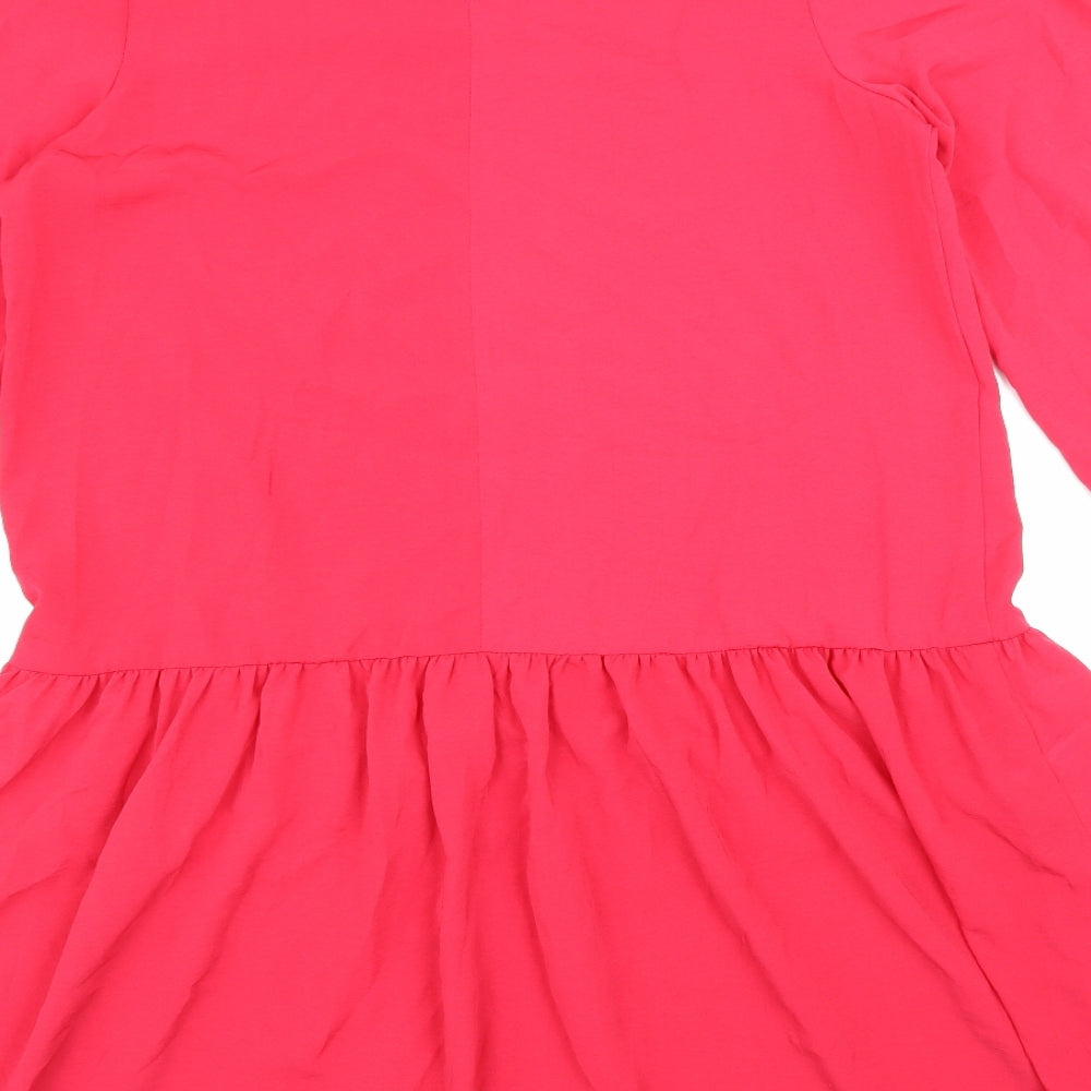 By Very Womens Pink Polyester A-Line Size 10 Mock Neck Button