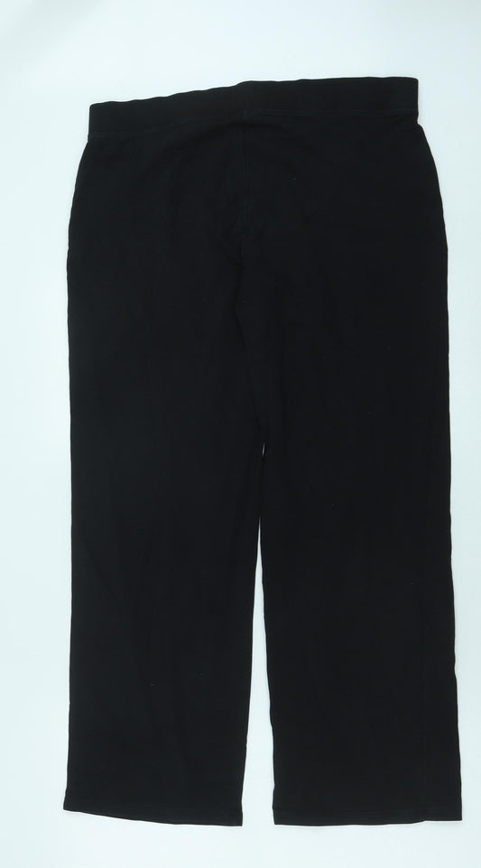 Marks and Spencer Womens Black Cotton Trousers Size 36 in Regular