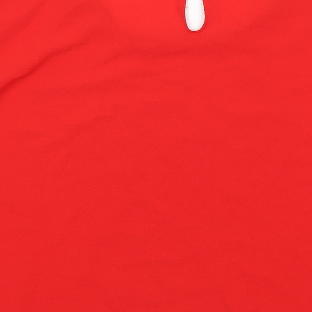 Traffic People Womens Red Polyester Basic Blouse Size S Round Neck