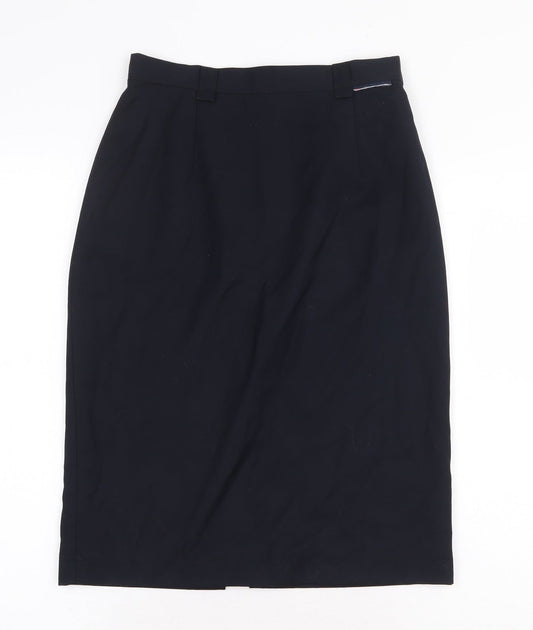 Preworn Womens Blue Polyester Straight & Pencil Skirt Size 8 Zip