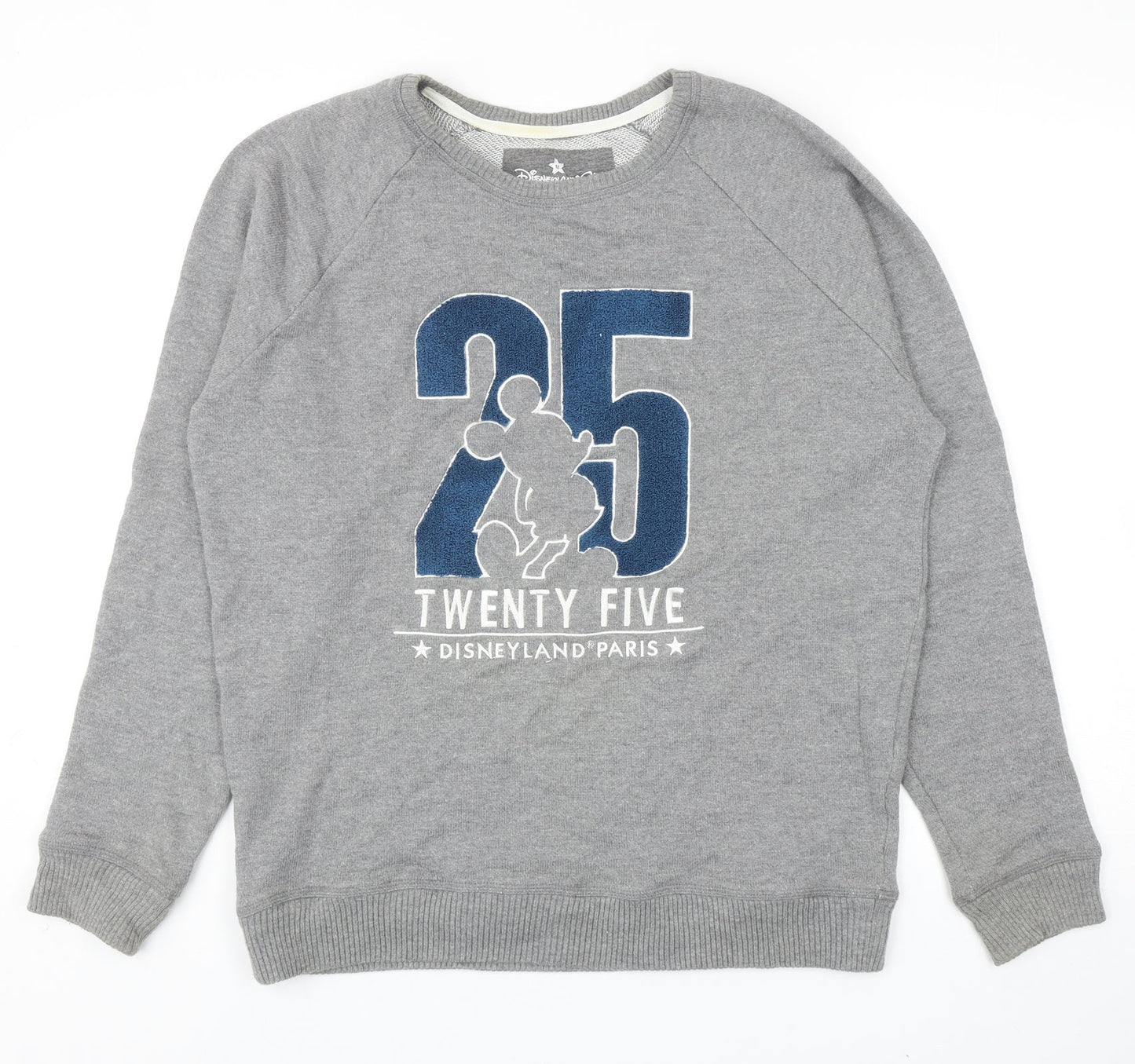 Disneyland Paris Womens Grey Round Neck Cotton Pullover Jumper Size M - Mickey Mouse