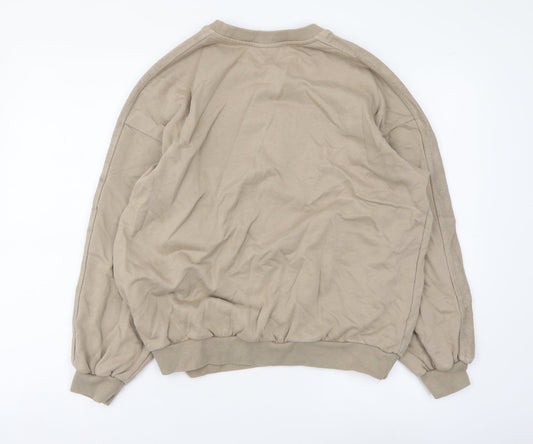 Huffnpuff Womens Beige Cotton Pullover Sweatshirt Size S Pullover